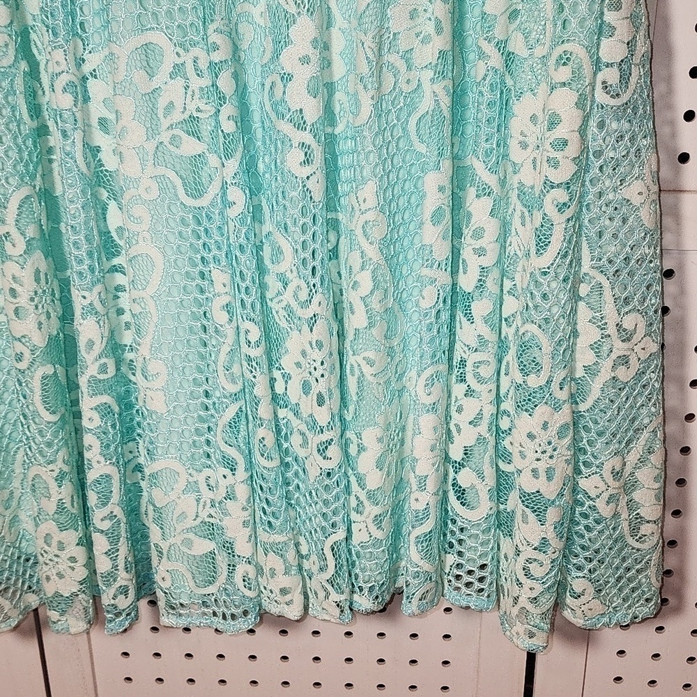 Melonie T Size 14 Lace Midi Dress Sleeveless Aqua - Picture 2 of 7